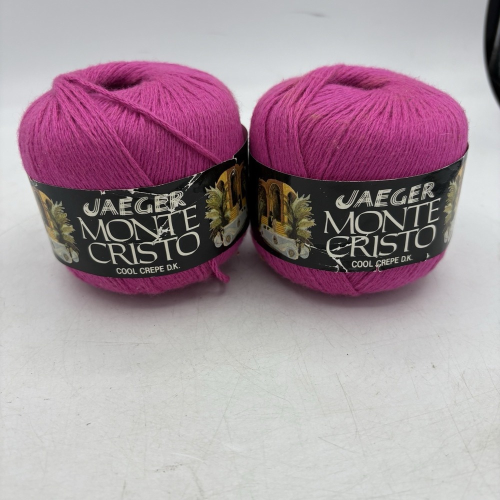 Jaeger Yarn Monte Cristo Cool Crepe DK Cotton Acrylic‎ Dark Pink 121 Lot of 2